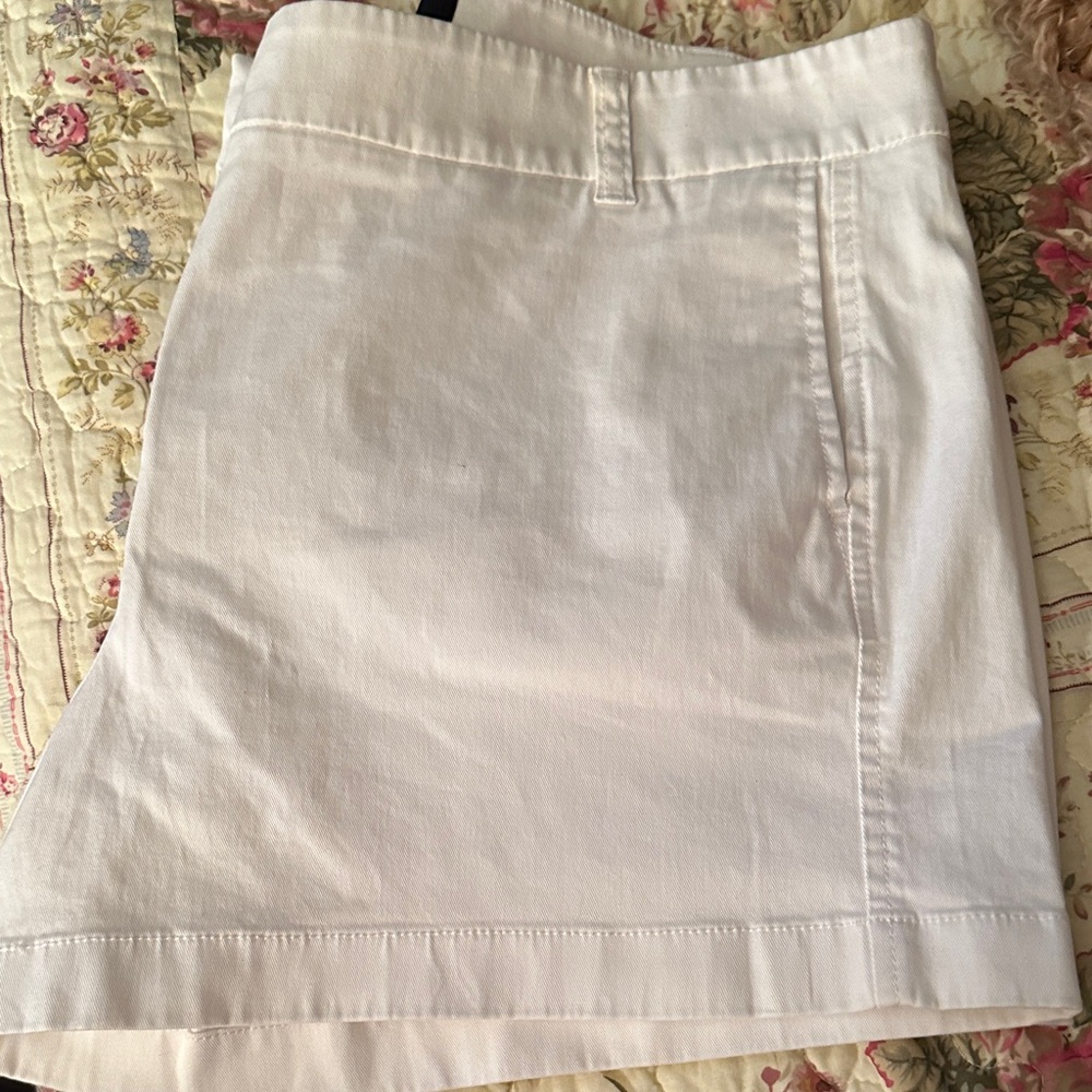J Crew Classic White 5” Khaki shorts.  Excellent condition Size 14